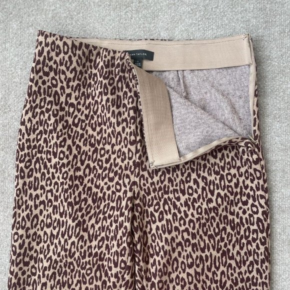Ann Taylor Pants Womens Small Skinny Beige Burgundy Red Leopard Print Legging - Picture 5 of 12